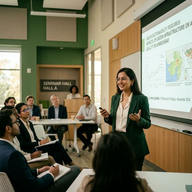 PhD scholar reviewing a printed manuscript with annotations