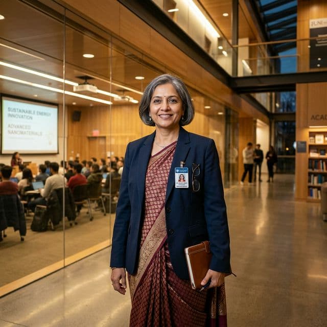 Scholar presenting research slides to peers in a seminar room